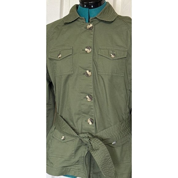 Isaac Mizrahi for Target Single-Breasted Tie Jacket Cotton Blend Women's Size L - Picture 6 of 14